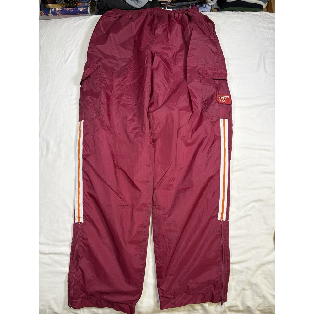 Vintage Virginia Tech Hokies Windbreaker Track Pants Large Maroon